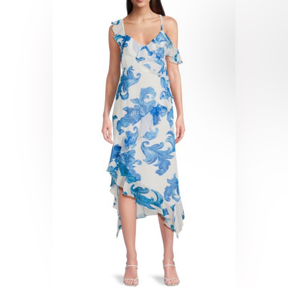 SAM EDELMAN Scroll Print Asymmetric Dress